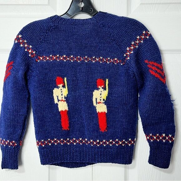 Vintage Children’s Knit Sweaters 2 Homemade Sweaters Ducks Soldiers - Picture 5 of 16